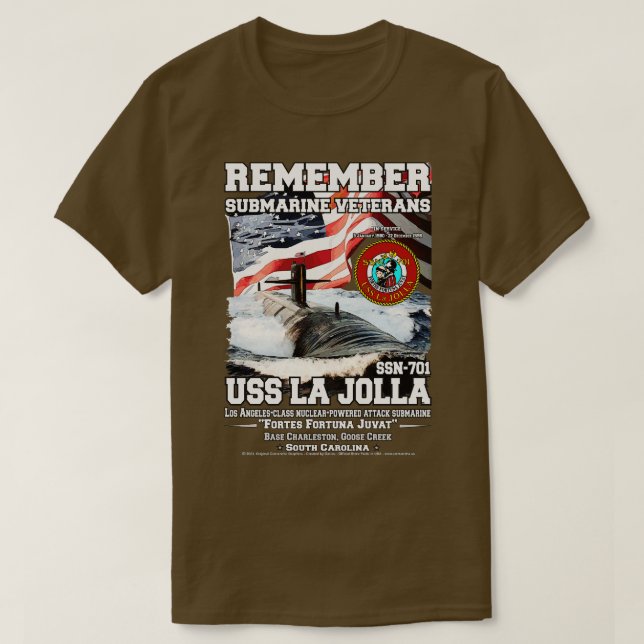 USS La Jolla SSN701 Submarine Veterans T Shirt (Design framsida)