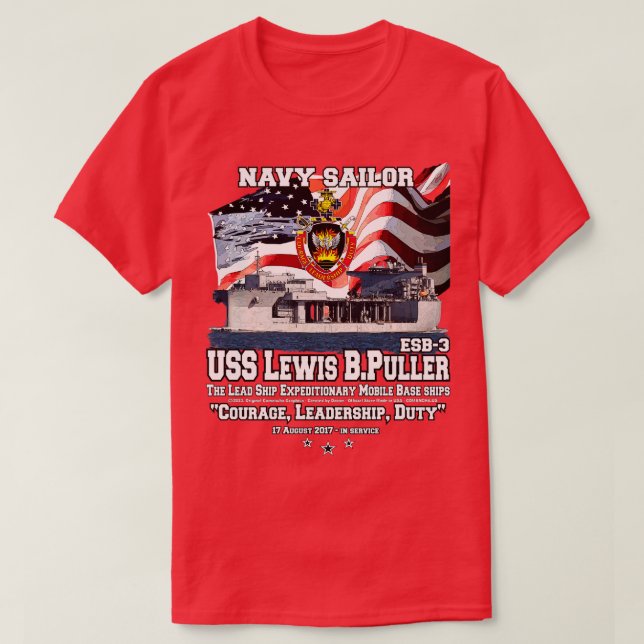 USS Lewis B Puller ESB3 Frakt veteraner T Shirt (Design framsida)