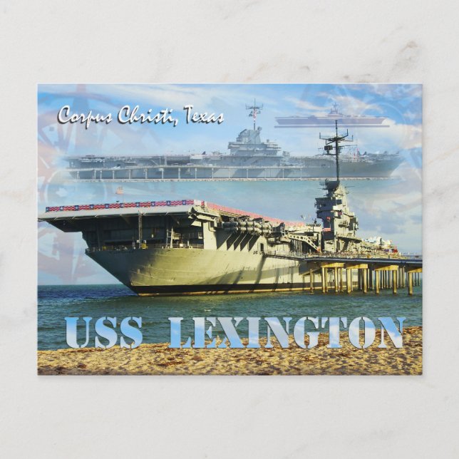 USS Lexington (CV-16), Corpus Christi, Texas Vykort (Framsida)