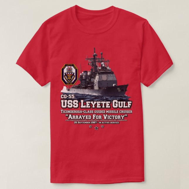 USS Leyte Bukt CG55 marin Cruiser T Shirt (Design framsida)