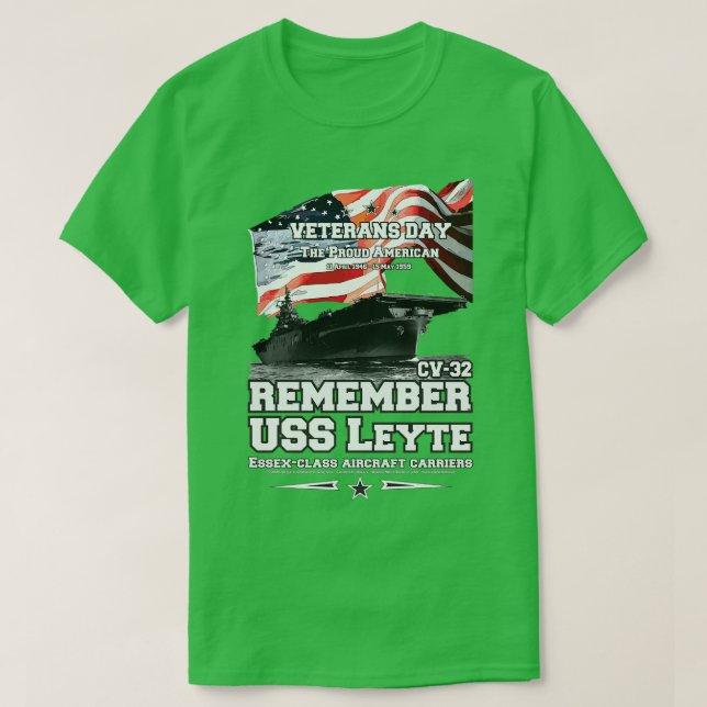 USS Leyte CV32 Essexclass-flygarveteran T Shirt (Design framsida)