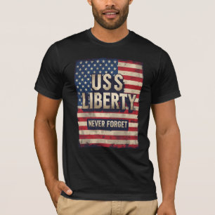 USS Liberty Glöm aldrig Patriotic Veteran T Shirt