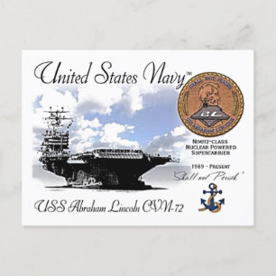 USS LINCOLN CVN-72 CARRIER - POSTCARD VYKORT