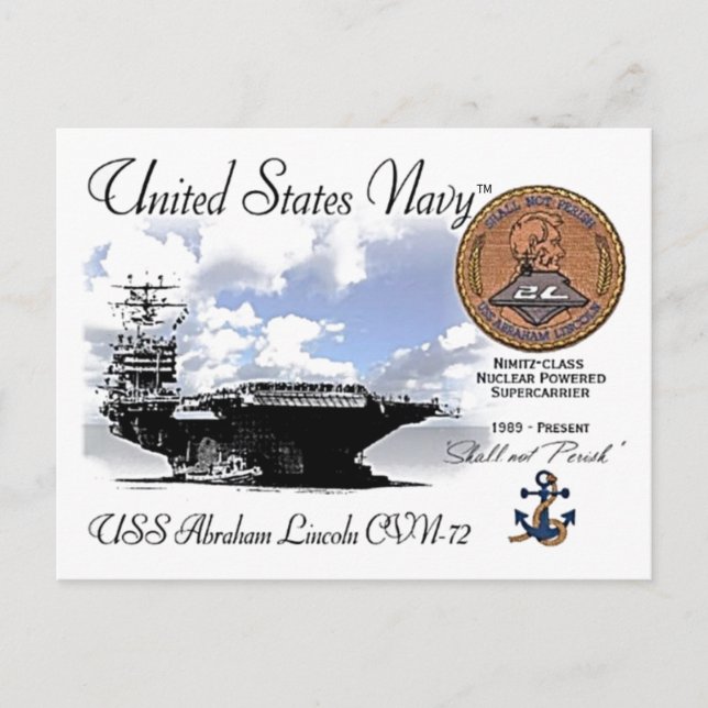 USS LINCOLN CVN-72 CARRIER - POSTCARD VYKORT (Framsida)