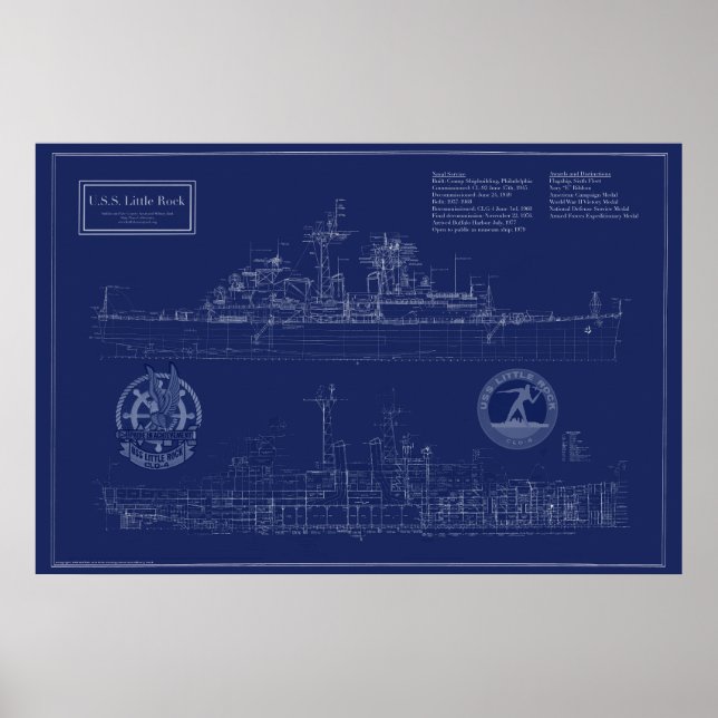 USS Little Rock ritning Poster (Framsidan)