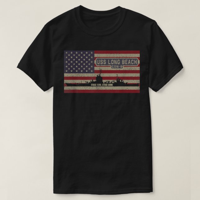 USS Long Beach CGN-9 Guided Missile Cruiser Americ T Shirt (Design framsida)
