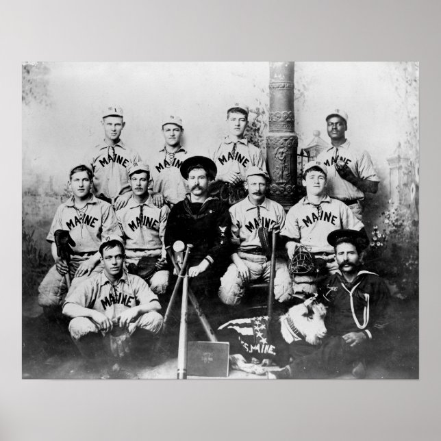 USS Maine Baseball Team i Havanna Kubfoto Poster (Framsidan)