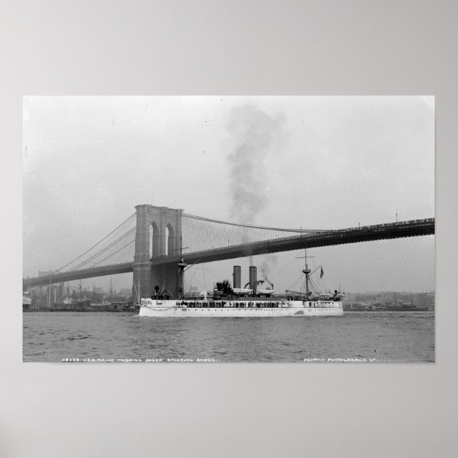 USS Maine & Brooklyn Bridge Poster (Framsidan)