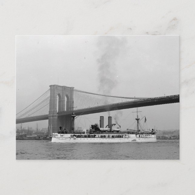 USS Maine & Brooklyn Bridge Vykort (Framsida)