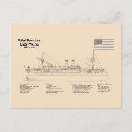 USS Maine - Fartygsritningar SD Vykort