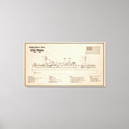 USS Maine - Frakt Blueprint Plans SD Canvastryck