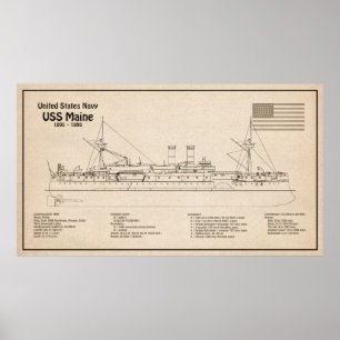 USS Maine - Frakt Blueprint Plans SD Poster