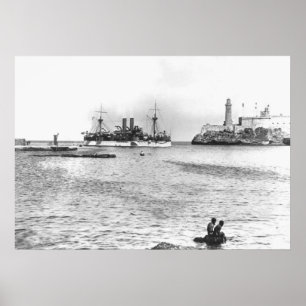USS Maine i Havana Harbour Poster