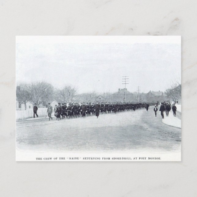 USS Maine vid Fort Monroe Vykort (Framsida)