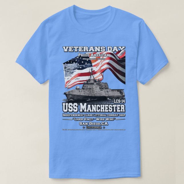 USS Manchester LCS14 kullstridsveteraner i frakt T Shirt (Design framsida)