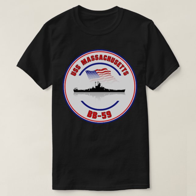 USS Massachusetts BB59 T Shirt (Design framsida)