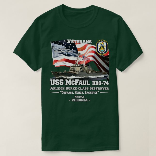USS McFaul Förstörare Veterans T Shirt (Design framsida)