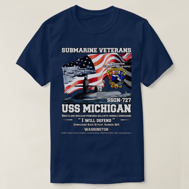 USS Michigan SSBN727 Submarine Veterans T Shirt (Design framsida)