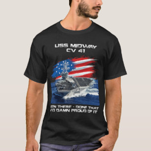 USS Midway CV 41 Luftfartyg Veteran USA flagga T Shirt