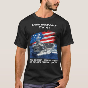USS Midway CV 41 Luftfartyg Veteran USA flagga T Shirt