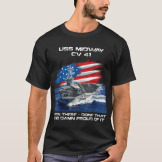 USS Midway CV 41 Luftfartyg Veteran USA flagga T Shirt