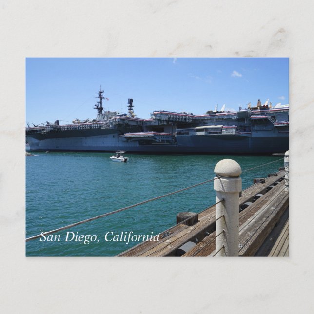 USS Midway i San Diego, Kalifornien Vykort (Framsida)