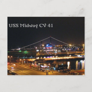 USS Midway på natten Vykort