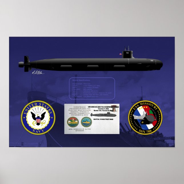 USS Missouri Christening Print Poster (Framsidan)