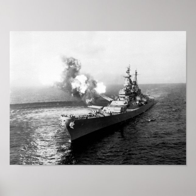 USS Missouri Firing Salvo - 1950 Poster (Framsidan)