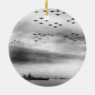 USS Missouri Flyoverkapitulation av Japan Julgransprydnad Keramik