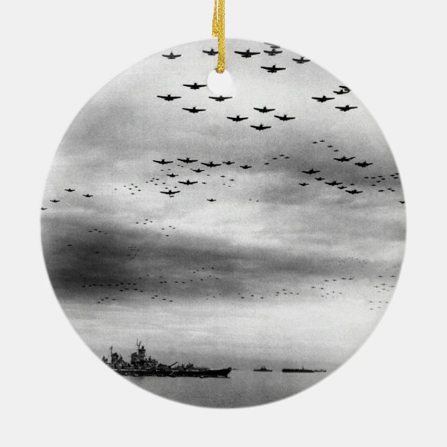 USS Missouri Flyoverkapitulation av Japan Julgransprydnad Keramik (Baksidan)