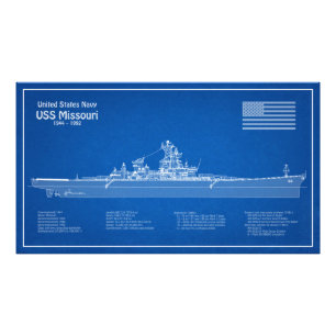 USS Missouri - Frakt Blueprint Plans ABD Fototryck