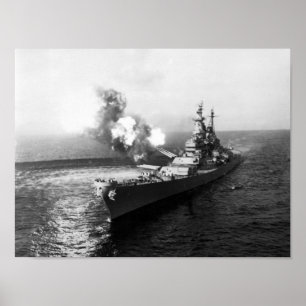 USS Missouri skottlossningSalvo - 1950 Poster