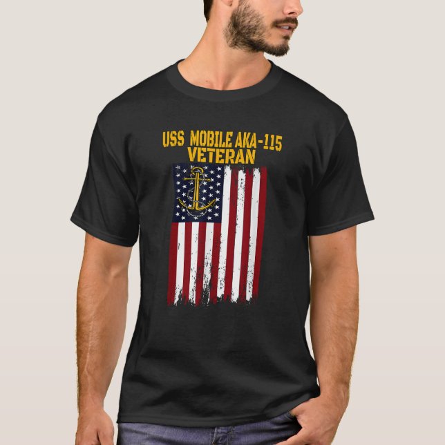 USS Mobile AKA 115 LKA 115 Amphibious Cargo Frakt  T Shirt (Framsida)