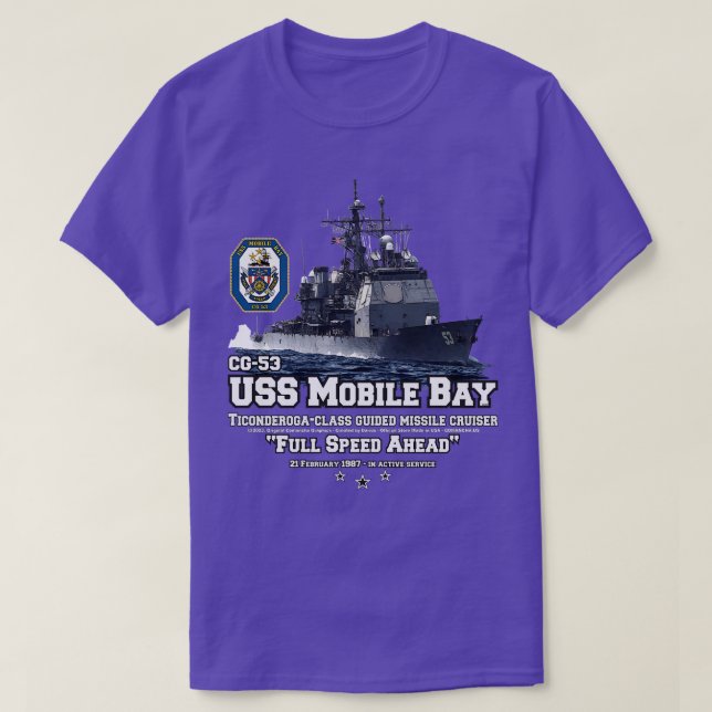 USS Mobile Bay CG53 Navy Cruiser T Shirt (Design framsida)