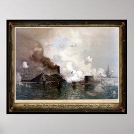 USS Monitor engagerar CSS Virginia - 1862 Poster