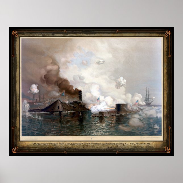USS Monitor engagerar CSS Virginia - 1862 Poster (Framsidan)