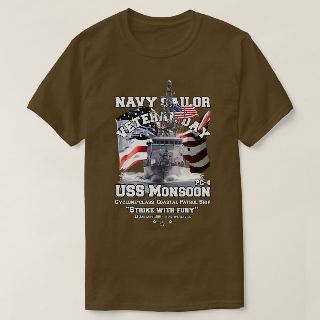 USS Monsoon PC4 Frakt för kustpatrullering T Shirt (Design framsida)