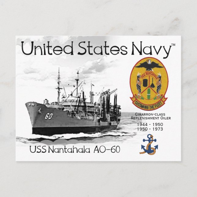 USS NANTAHALA AO-60 REPLENISHMENT OILER VYKORT (Framsida)