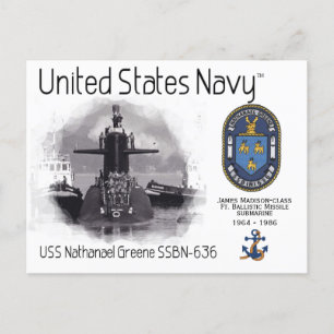 USS NATHANAEL GREENE SSBN-636 SUB - POSTCARD VYKORT