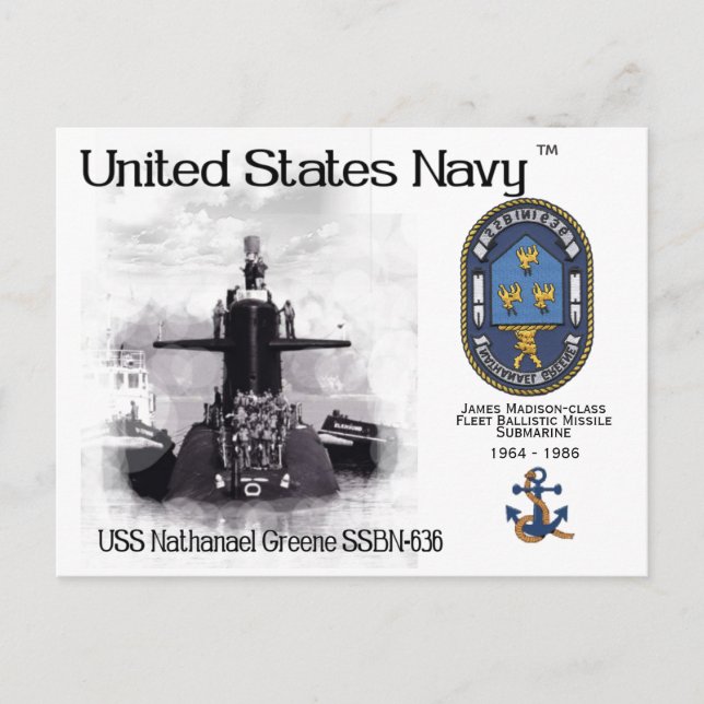 USS NATHANEAL GREENE SSBN-636 SUB. - POSTCARD VYKORT (Framsida)