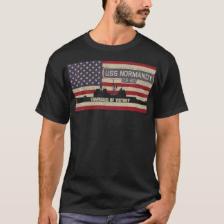 USS Normany CG60 Cruiser Frakt USA American Flagga T Shirt