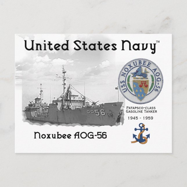 USS NOXUBEE AOG-56 GASOLINE TANKER - POSTCARD VYKORT (Framsida)