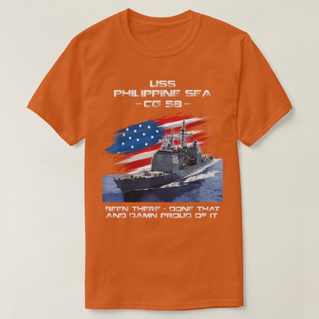 USS Philippine Sea CG58 Class Cruiser American Fla T Shirt (Design framsida)
