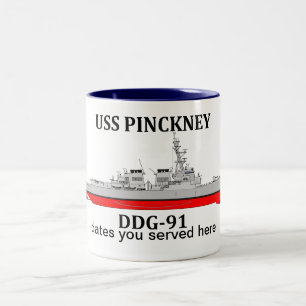 USS Pinckney, GD-91, anpassade data Två-Tonad Mugg