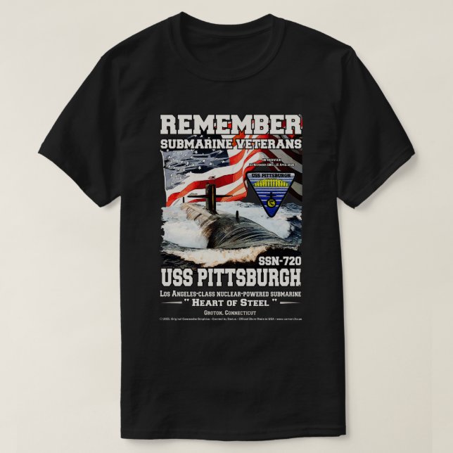 USS Pittsburgh SSN720 Submairne veterans T Shirt (Design framsida)