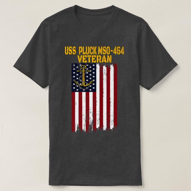 USS Pluck MSO464 Minesweeper Warship Veteran Fathe T Shirt (Design framsida)