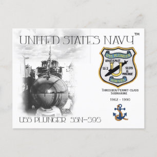 USS Plunger ssn-595 SUBMARINE POSTCARD Vykort