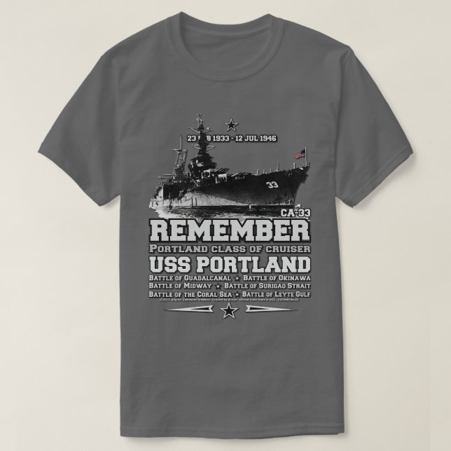 USS Portland CLCA33 Heavy Cruiser T Shirt (Design framsida)