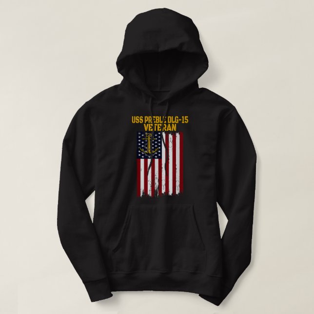 USS Preble DLG-15 Förstörare Fars dag Veterans Hoodie (Design framsida)